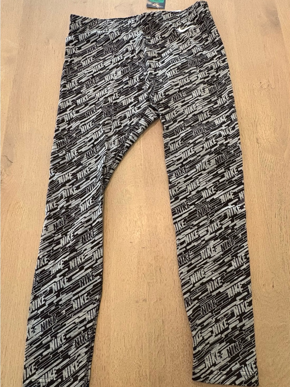 Nike Black & Gray Color Block Discontinued Leggings XL